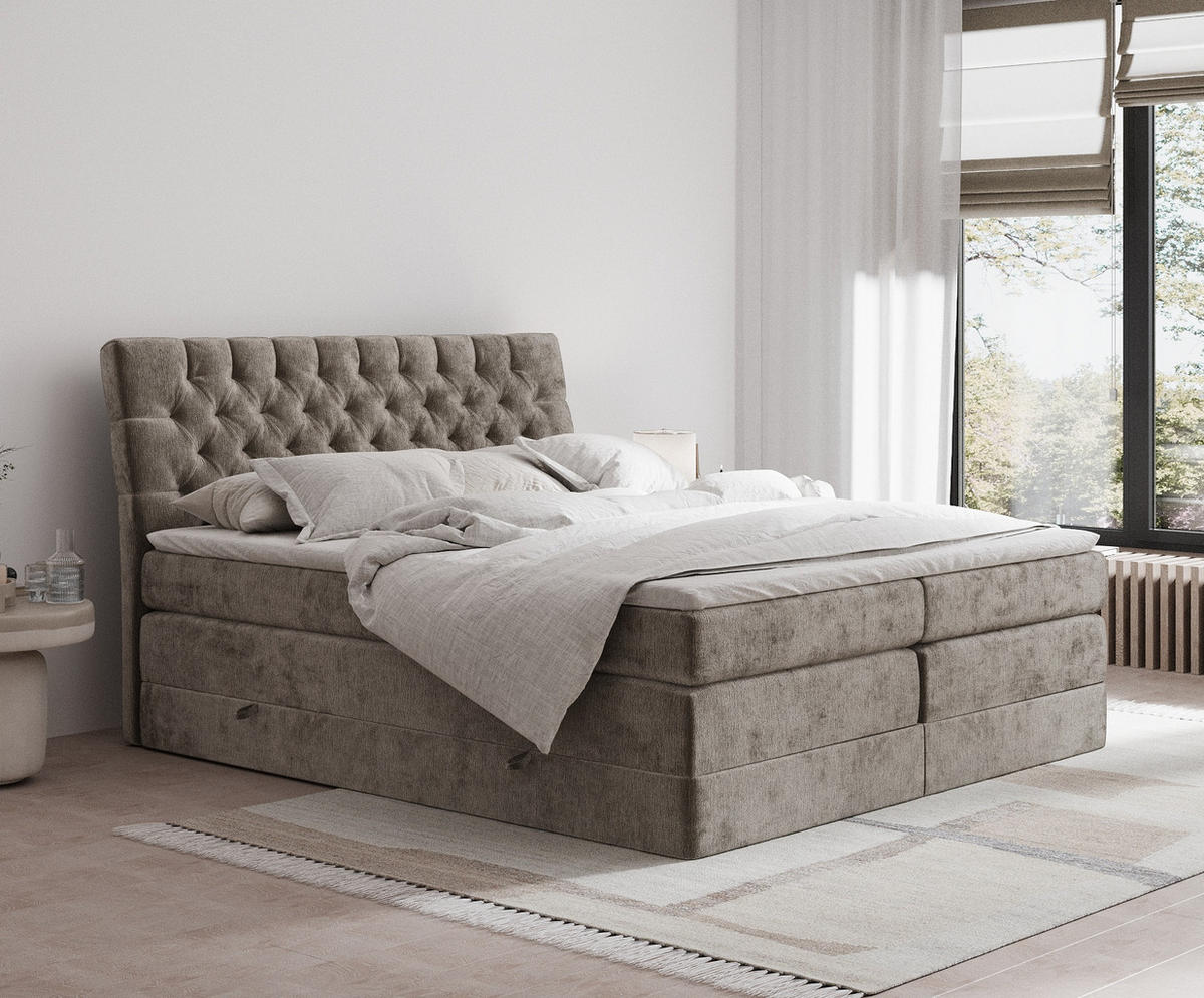 BOXSPRINGBETT Seraphine Braun 200/200 cm - Schwarz/Braun, Holz/Holzwerkstoff (200/200cm) - Maison de Reve
