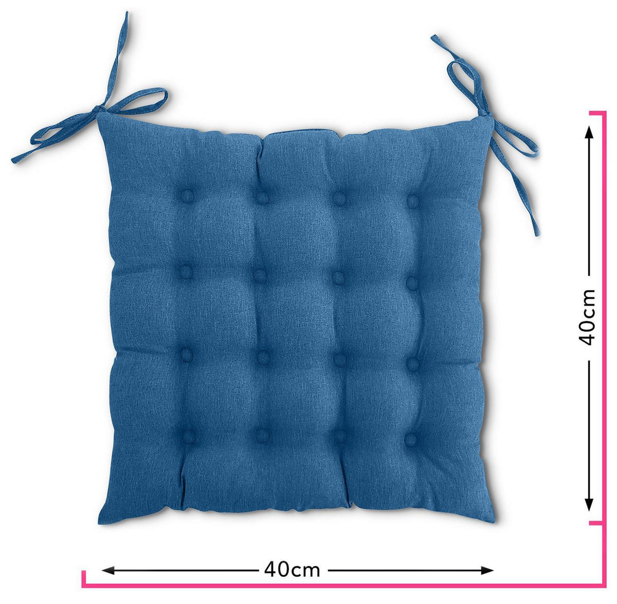 SITZKISSEN 2er Set 16-Punkt türkis 40/40 cm mit Steppung und Halte-Bändern - Türkis, Textil (40/40/4cm) - wometo