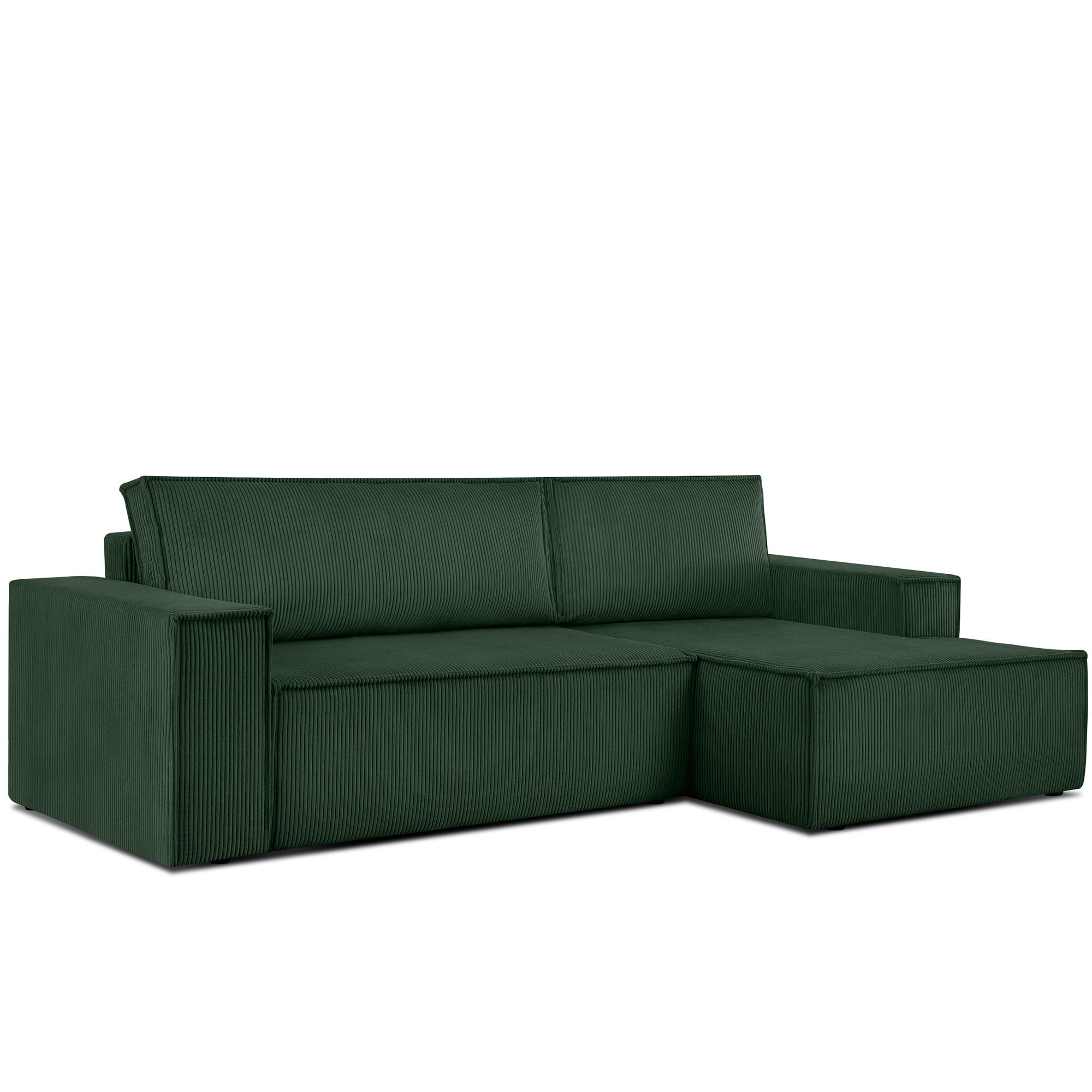 ECKSCHLAFSOFA-RECHTS NAPI in Pet Friendly Cord-Stoff, dunkelgrün - Dunkelgrün/Schwarz, Textil (262/148cm) - KONSIMO®