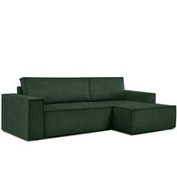 ECKSCHLAFSOFA-RECHTS NAPI in Pet Friendly Cord-Stoff, dunkelgrün - Dunkelgrün/Schwarz, Textil (262/148cm) - KONSIMO®