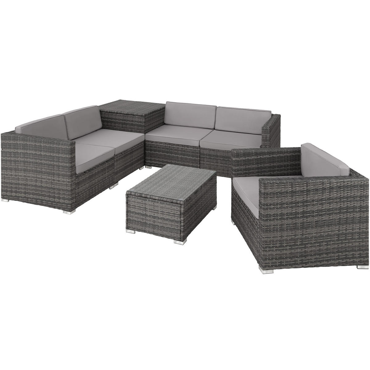 RATTANLOUNGE Pisa,inklusive großer Aufbewahrungsbox,grau - Grau, Kunststoff - tectake