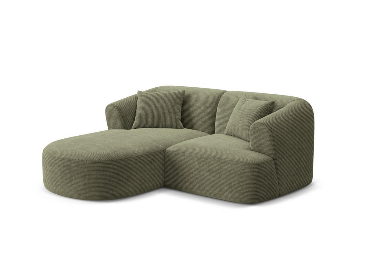 MODULARES-ECKSOFA links Campi aus Cord Moosgrün 3 Sitzplätze - Salbeigrün, Textil (156/180cm) - Cosmopolitan Design
