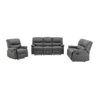 SOFAGARNITUR mit Relaxfunktion - 6 -Sitzer - Kunstleder - grau - CANBY - Grau, Leder (183/95/90cm) - Vente-Unique