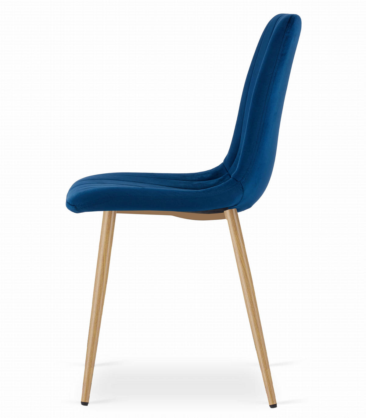 STUHL ORSARA 4-er Set, Blau, Metallbeine in Holzfarbe, mit Samtstoff gepolstert - Blau, Textil/Metall (43/90/51cm) - Komodee