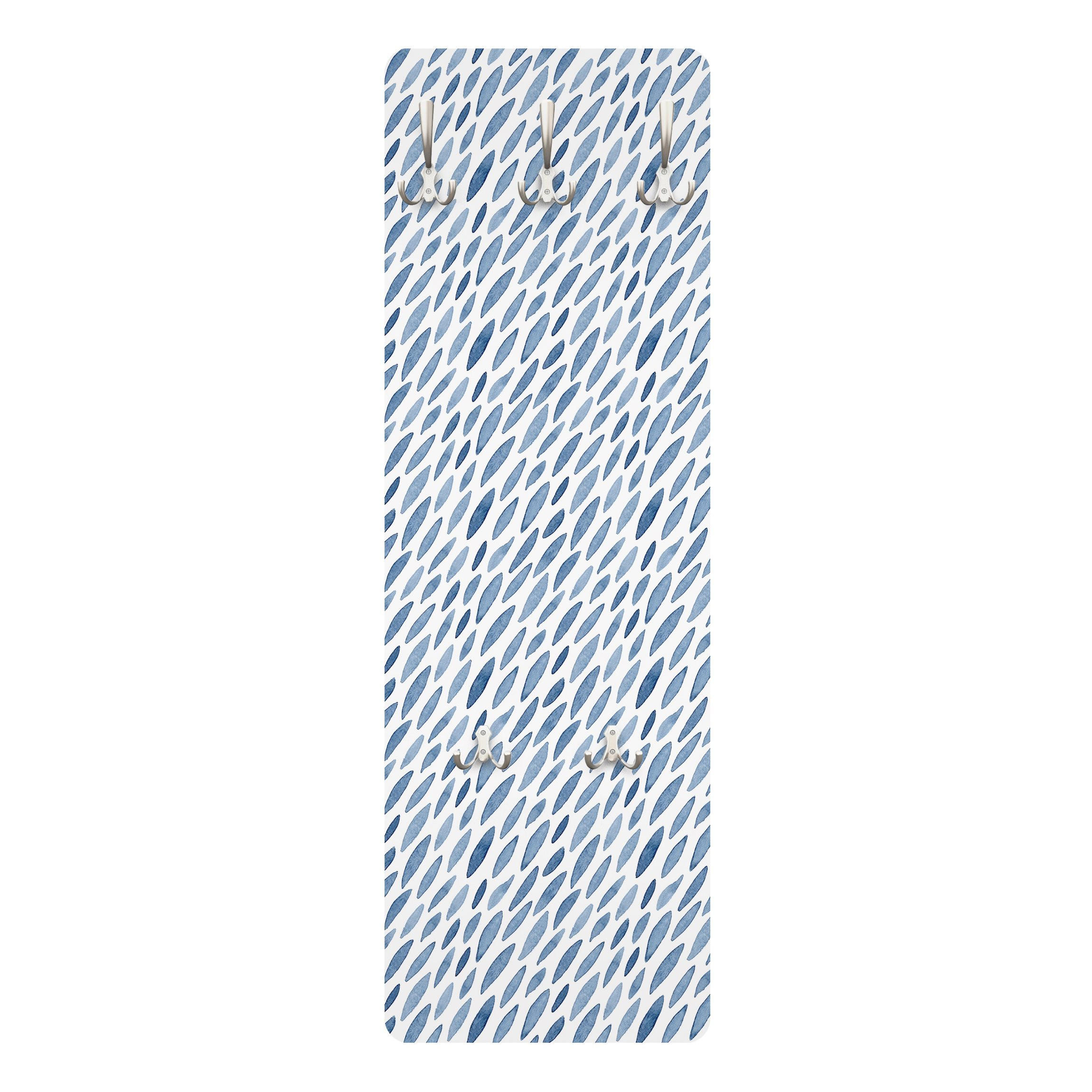 WANDGARDEROBE - Aquarell Regen in Indigo klein und groß 34/105 cm - Blau, Holzwerkstoff (34/105/1.6cm) - Bilderwelten