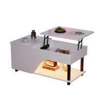 COUCHTISCH höhenverstellbar, Stauraum & Metallgestell, 50/100/46 cm, Spanplatte - Weiß, Holzwerkstoff/Metall (100/50/46cm) - EVRYAE