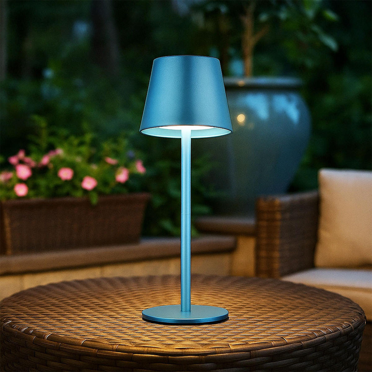 LED TISCHLAMPE Blau Akku Touchdimmer 2er Set - Blau, Metall (11.5/11.5/36cm) - Globo Lighting