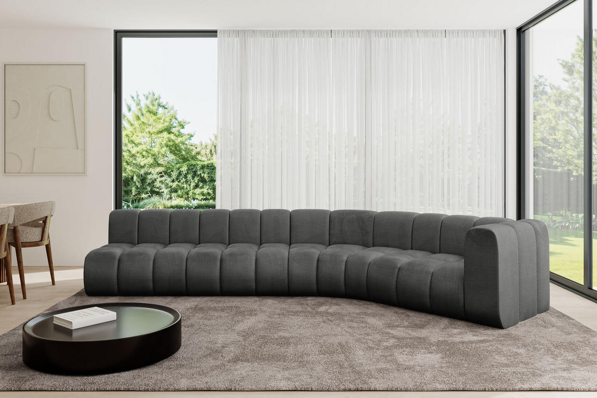 ECKSOFA modulares Sofa Karex-L2 - 399x194x70 cm Dunkelgrau - Dunkelgrau, Holzwerkstoff/Textil (399/194cm) - ALTDECOR