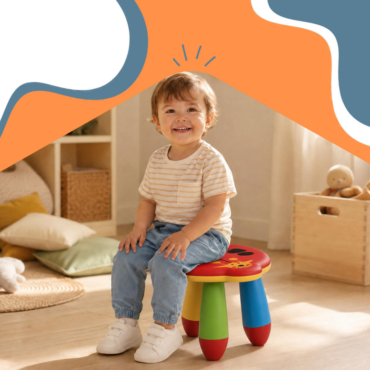 STOLIČKA Barevná dětská plastová beruška výška sedu 26 cm - různobarevná, plast (25/26/32cm) - Relaxdays