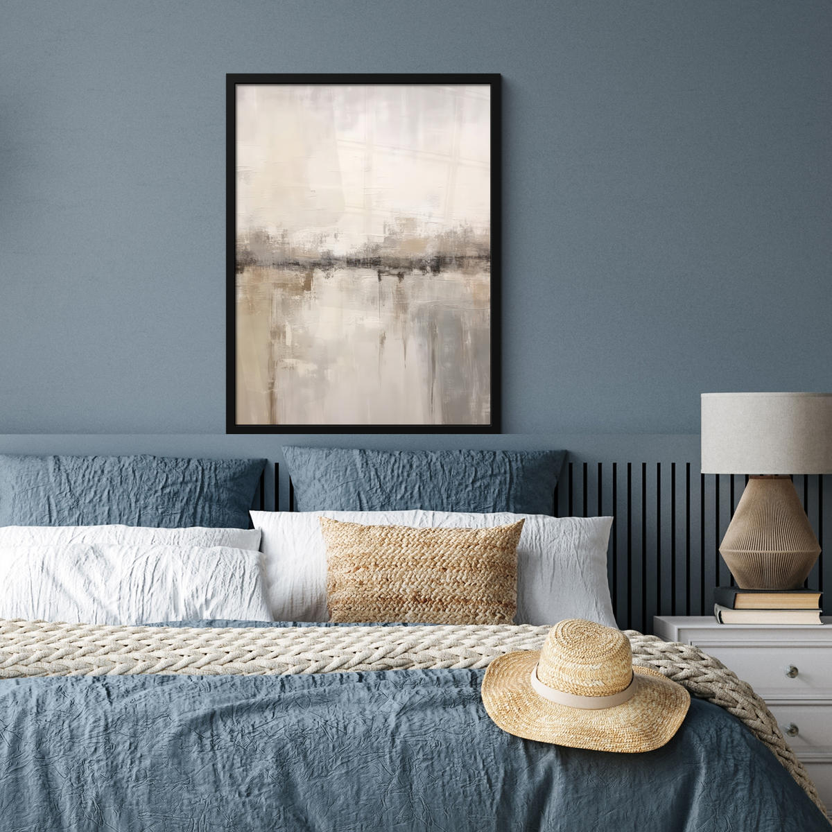 GERAHMTES BILD Moderne Kunst - Abstrakt - Beige 60x80 cm - Beige, Papier (60/80cm) - MuchoWow