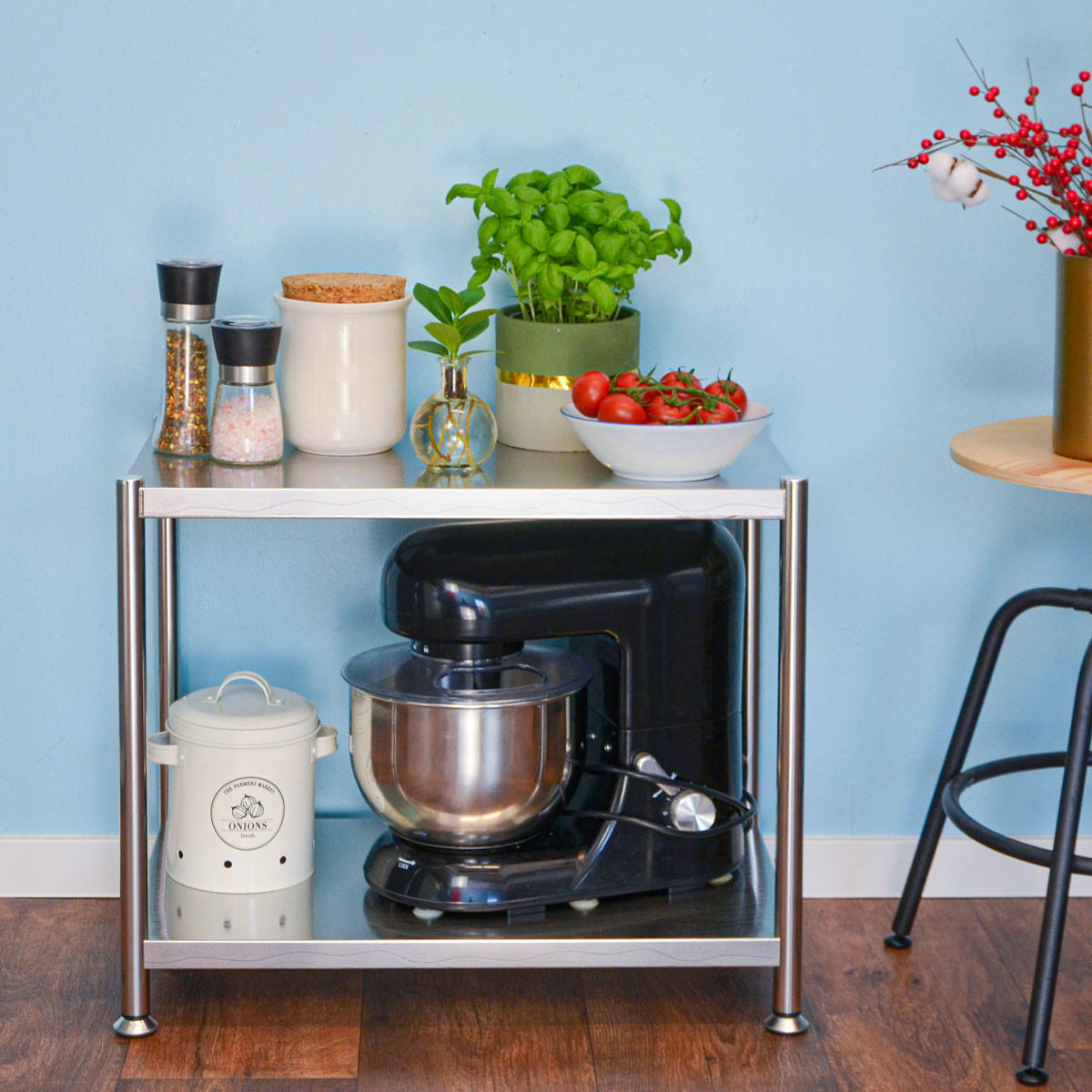 EDELSTAHL-REGAL 61x36x50 cm bis 60kg inkl. 2 Ebenen - Grau, Metall (36/50/61cm) - shelfr