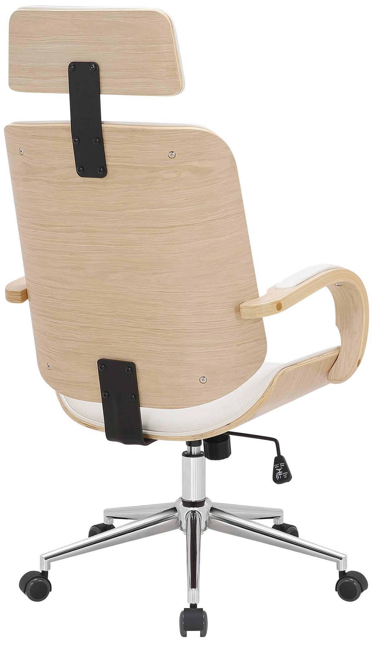 DREHSTUHL Lederlook Natura/Weiß - Chromfarben/Eukalyptusholzfarben, Textil/Metall (70/118/70cm) - CLP