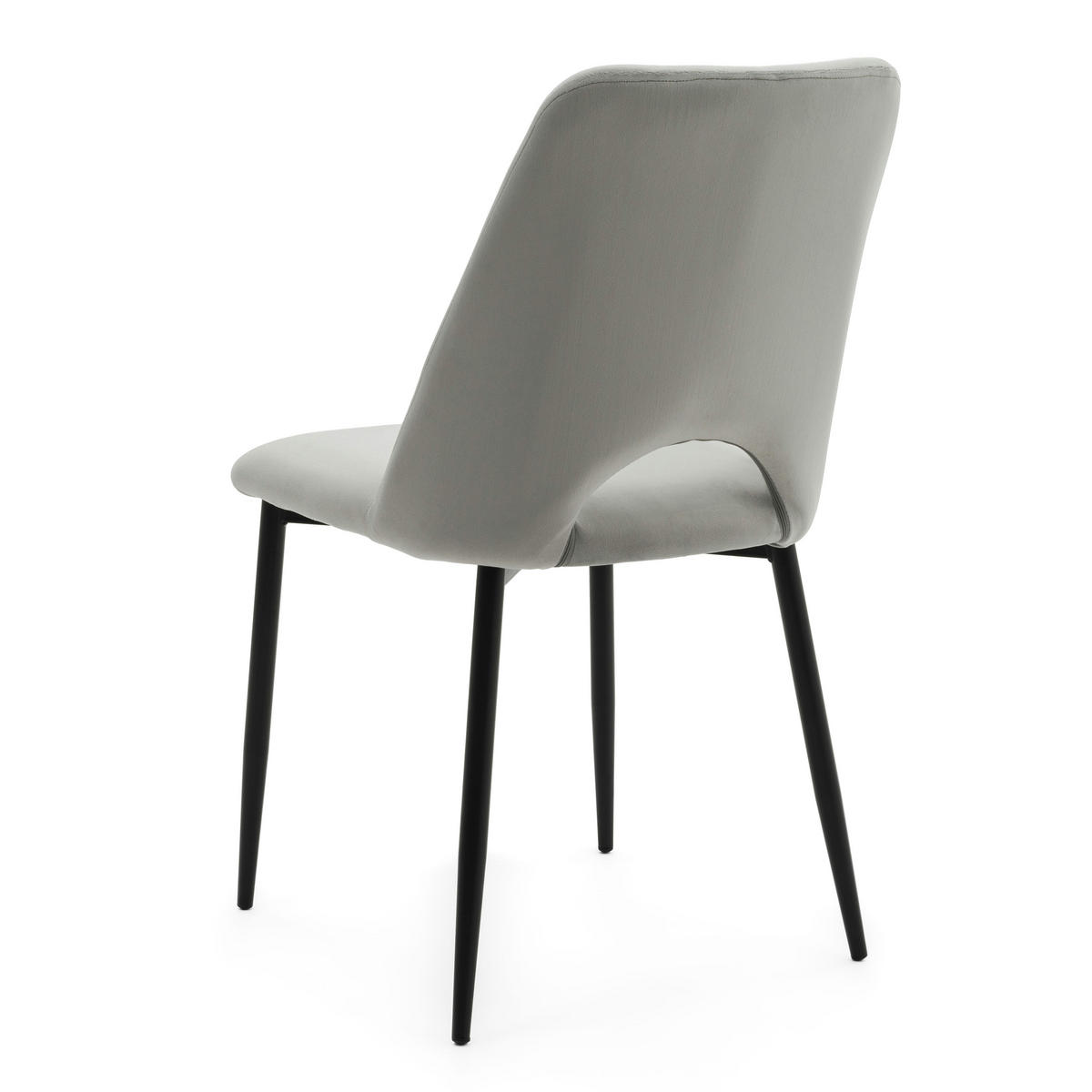 STUHL ORO gepolsterter mit Steppung - hellgrau - Samt Velour - Hellgrau/Schwarz, Textil/Metall (47/91/55cm) - NEW HOME