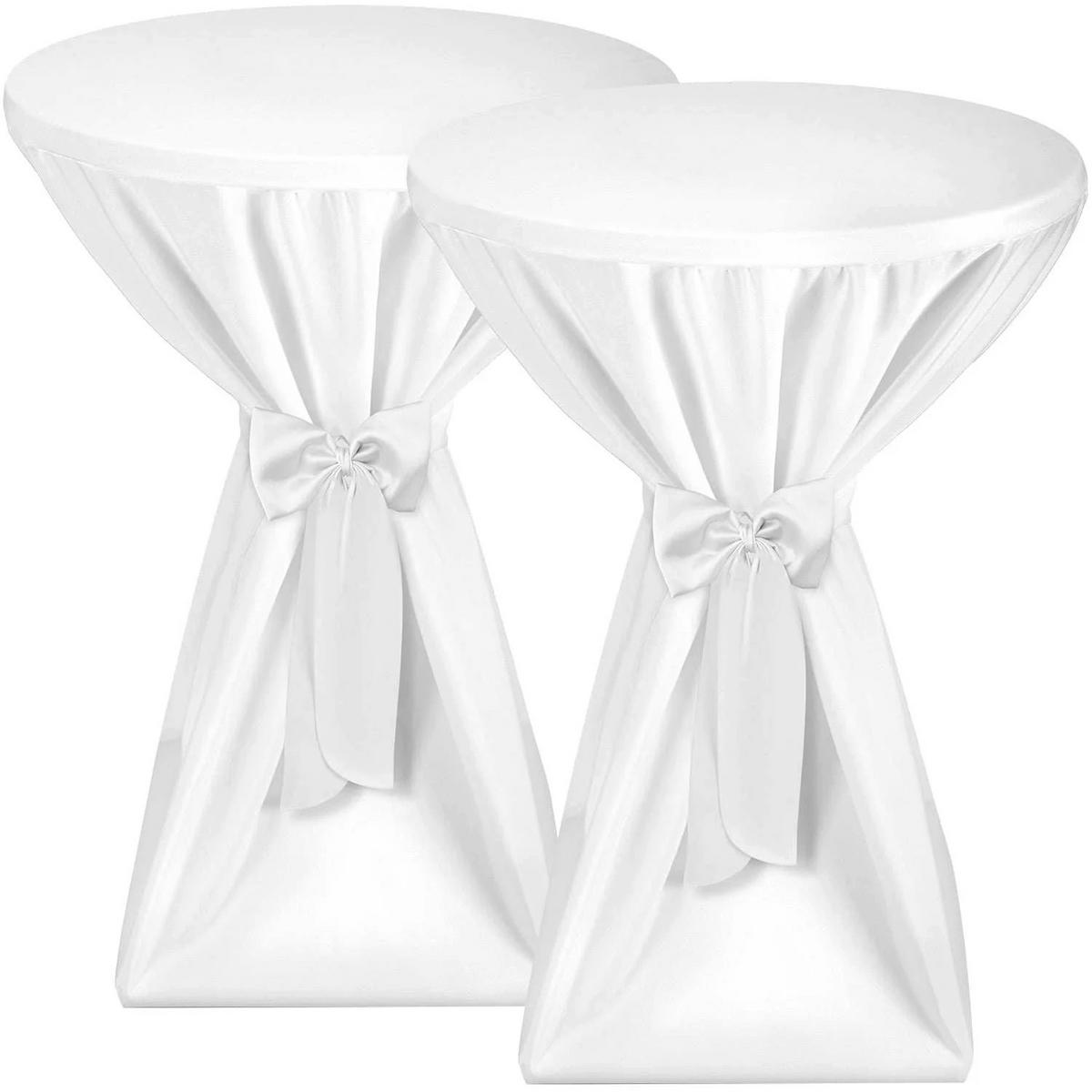 STEHTISCHHUSSE Premium Ø 70cm Weiß (2tlg) - Weiß, Kunststoff/Textil (70/145cm) - Beautissu 
