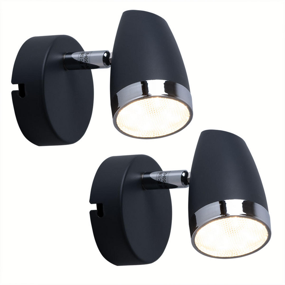 LED WANDLEUCHTE NERO Anthrazit 2er Set - Anthrazit, Metall (8/9/13.5cm)