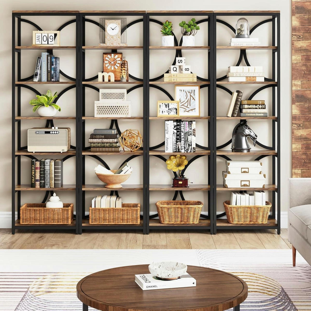 BÜCHERREGAL 6 Ebenen 200 cm Braun - Braun, Metall (60/200/30cm)
