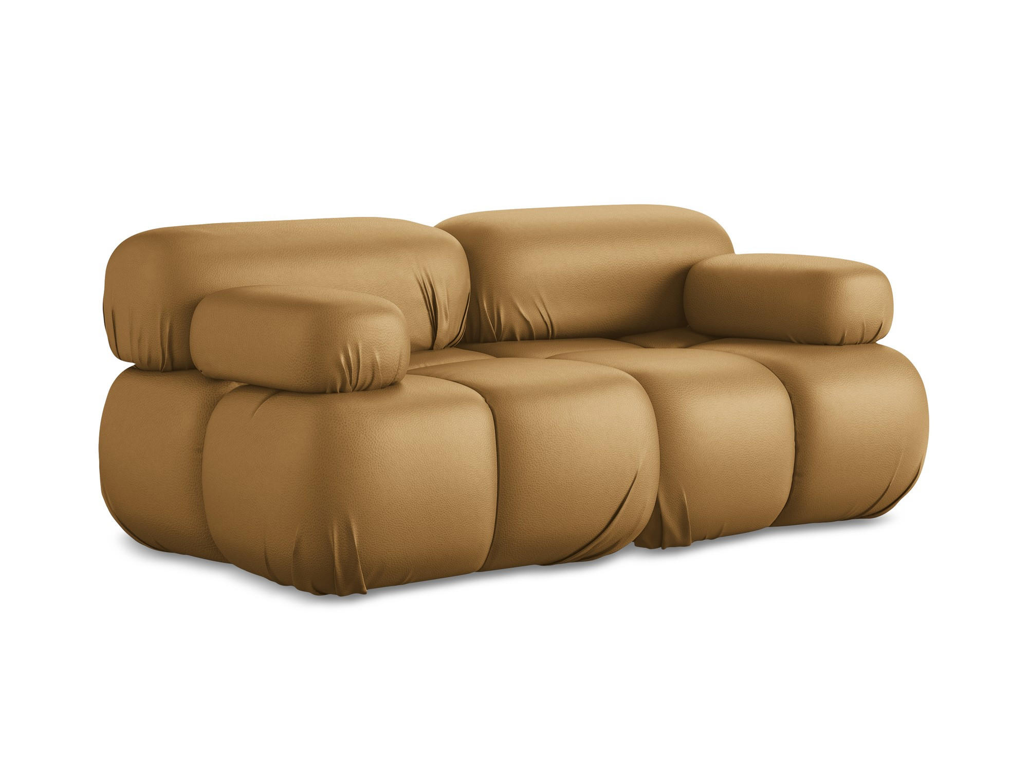 2-SITZER-SOFA Kunstleder Braun - Cognac/Schwarz, Leder/Kunststoff (190/70/96cm) - Makamii