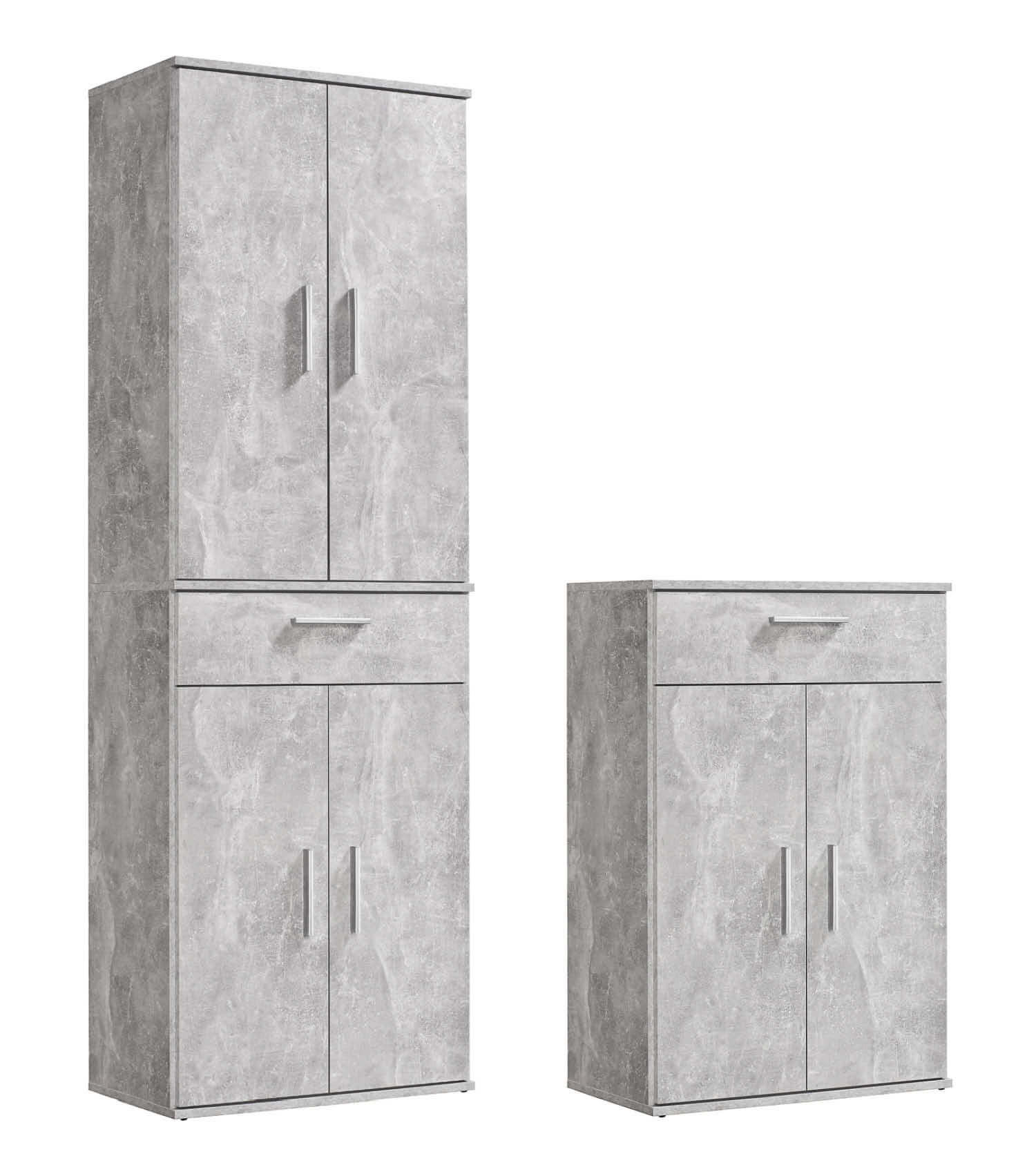 MEHRZWECKSCHRANK SET Der Allzweckwaffe - Silberfarben/Hellgrau, Holzwerkstoff (60/180/34cm) - Mokebo