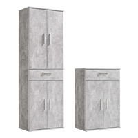 MEHRZWECKSCHRANK SET Der Allzweckwaffe - Silberfarben/Hellgrau, Holzwerkstoff (60/180/34cm) - Mokebo