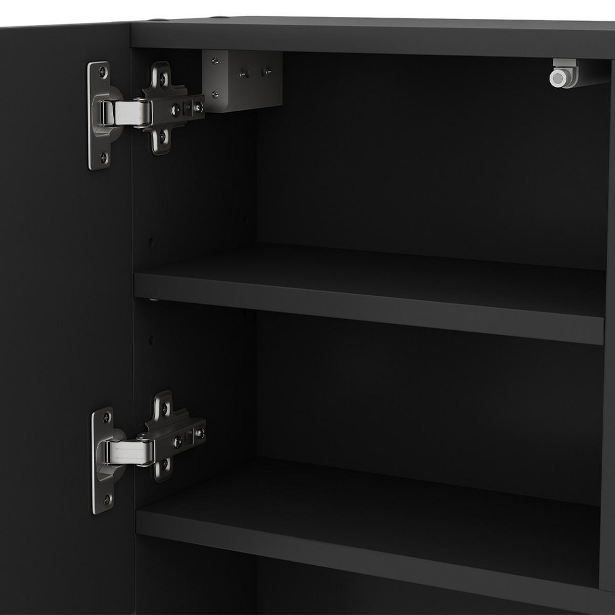 BADSPIEGELSCHRANK Edge Schwarz 54 x 55 cm mit Tür und offenen Fächern - Schwarz, Holzwerkstoff (54/55/17cm) - Vicco