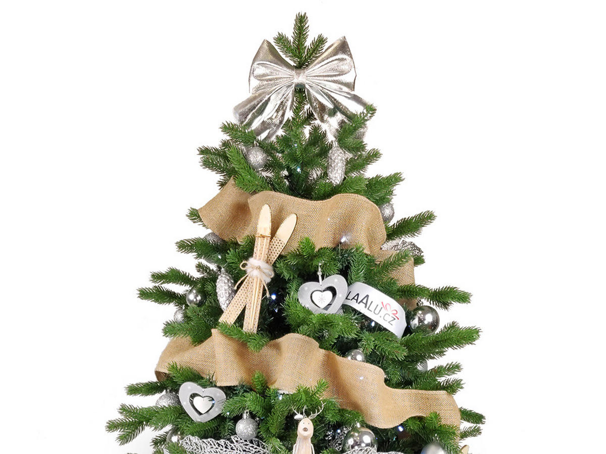 WEIHNACHTSBAUMSCHMUCK-SET NORDGLANZ 136-teilig, für Weihnachtsbäume 240–270 cm, inkl. Aufbewahrungsbox - Silberfarben/Weiß, Holz/Kunststoff (55/50/75cm) - LAALU
