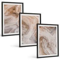 BILDER SET 3er Set - 40x60 cm Schwarzer Rahmen - abstrakte Marmortexturen - Schwarz, Kunststoff (40/60cm) - TULUP