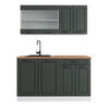 KÜCHENZEILE R-Line Anthrazit Landhaus/Weiß 140 cm, AP Eiche - Anthrazit/Weiß, Holzwerkstoff (140/81.6/60cm) - Vicco