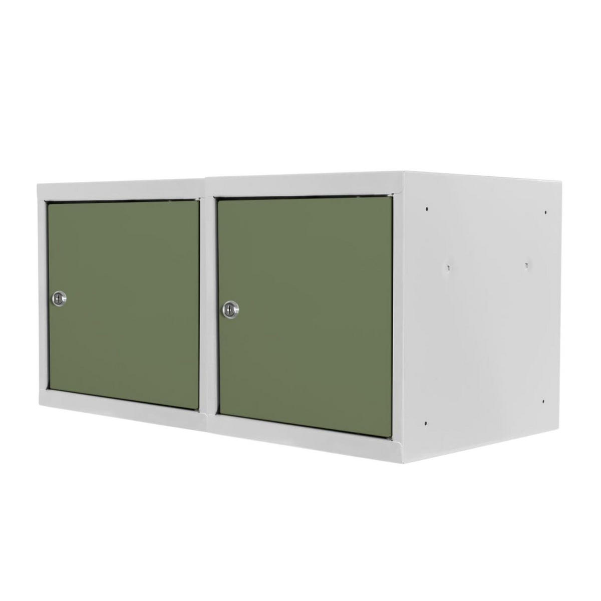 SCHLIESSFACHWÜRFEL 2x Blocky mit Zylinderschloss + 2 Schlüssel 40x40x40cm Lichtgrau/Grün - Grau/Grün, Metall (40/40/40cm) - PROREGAL