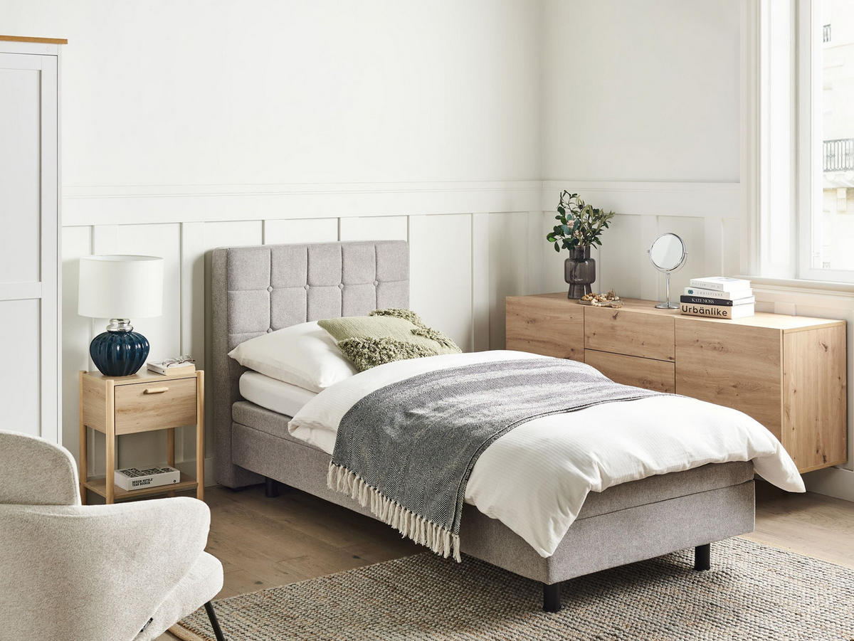 POLSTERBETT verstellbar 80/200 cm Grau Duke - Hellgrau, Textil (80/200cm) - Beliani