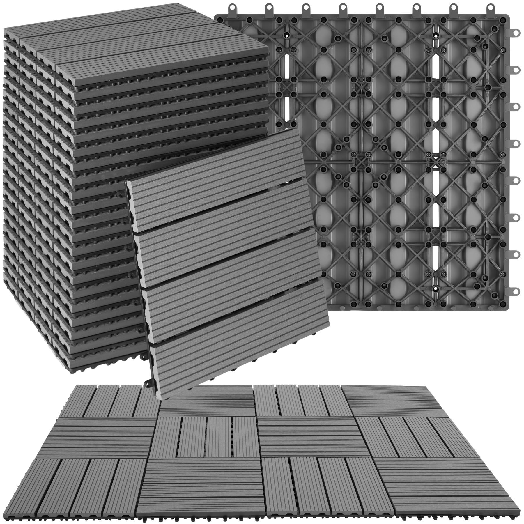 TERRASSENFLIESEN Tegulas,31 x 31 x 2,2 cm,grau - Grau, Kunststoff (31/31/2.2cm) - tectake