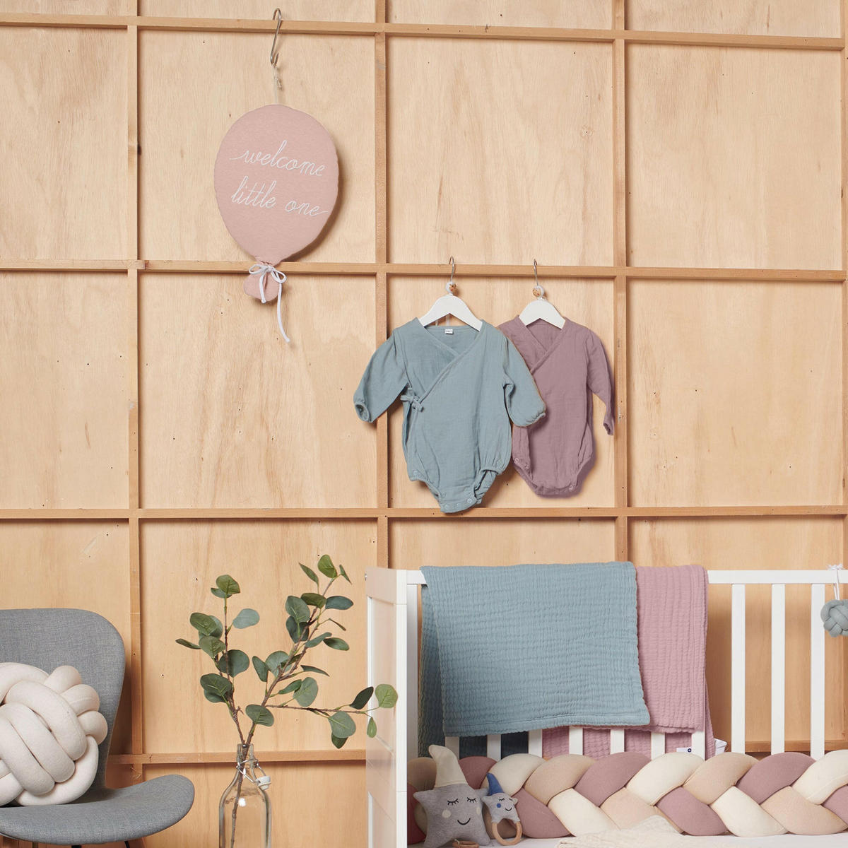 KISSEN Ballon "Welcome Little One" Rosa - Rosa, Textil (30/25cm) - nordic coast company
