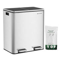 MÜLLEIMER mit 2 Behältern 30L mit Pedal silbergrau - Silberfarben, Kunststoff (32/65/58.6cm) - Calicosy