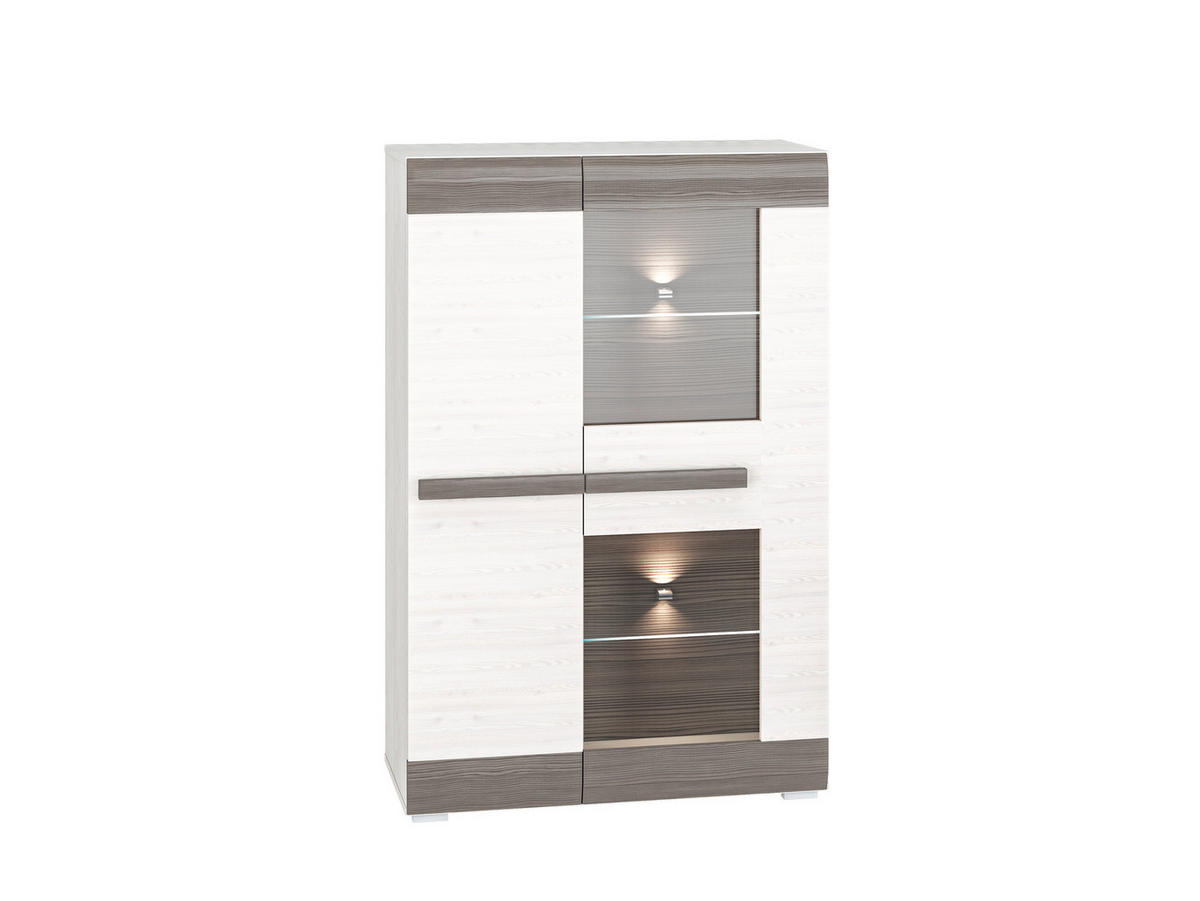 HIGHBOARD Blanco Pinie weiß / grau 92 / 42 / 140cm - Weiß, Holz/Holzwerkstoff (92/140/42cm) - Feldmann-Wohnen