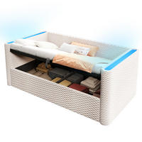 POLSTERBETT 90/200 cm mit LED-Beleuchtung, hydraulischem Stauraum und Lattenrost aus Samt, Beige - Beige, Textil (90/200cm) - Redom