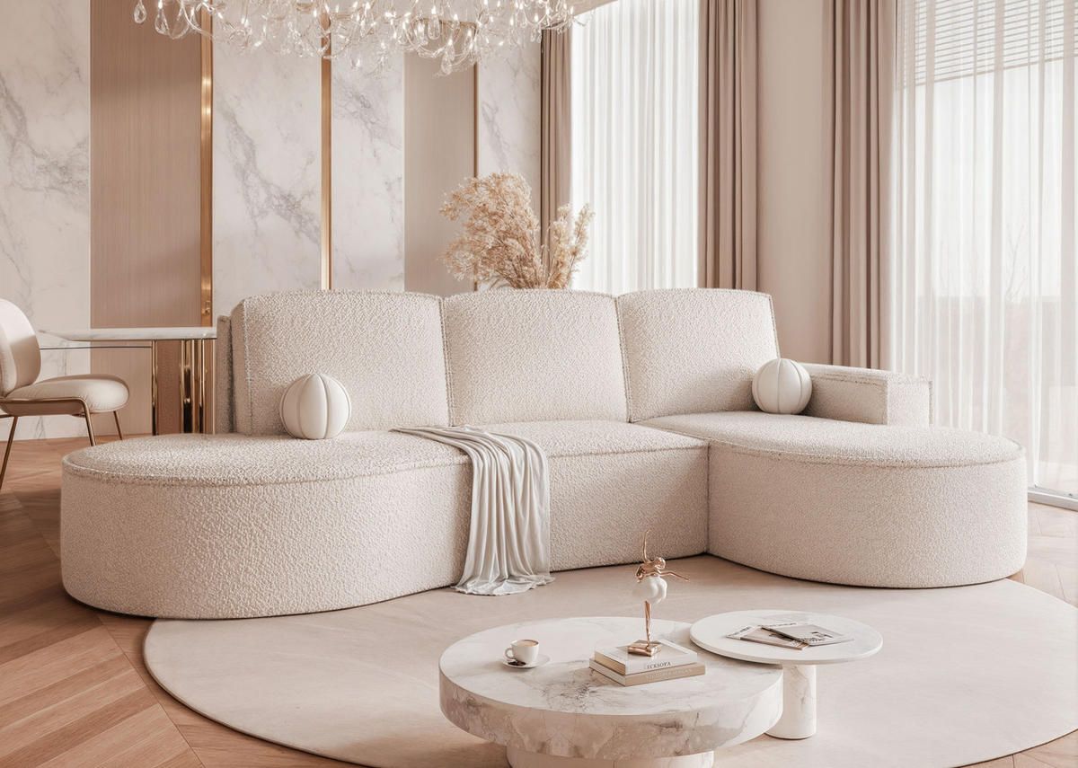 ECKSOFA SOFIA mit Schlaffunktion und Bettkasten Weiß - Weiß, Holzwerkstoff/Kunststoff (277/157cm) - Idohome