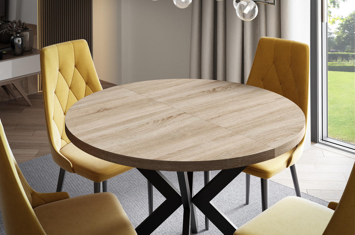 ESSTISCHE EDEN - Schwarz/Sonoma Eiche, Holzwerkstoff (90/90/76cm) - Meblini