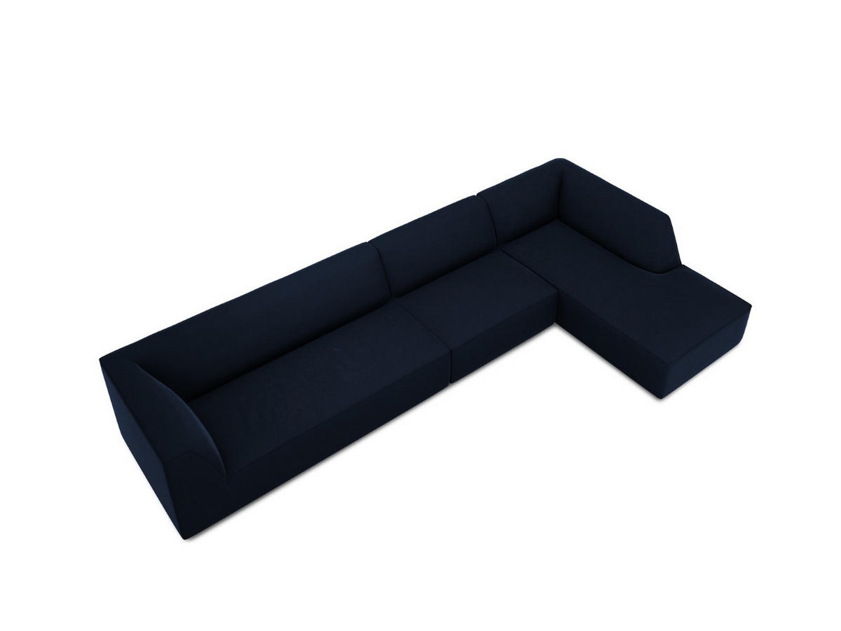 ECKSOFA rechts Ruby aus Samt königsblau 5 Sitzplätze - Blau, Textil (180/366cm) - Micadoni