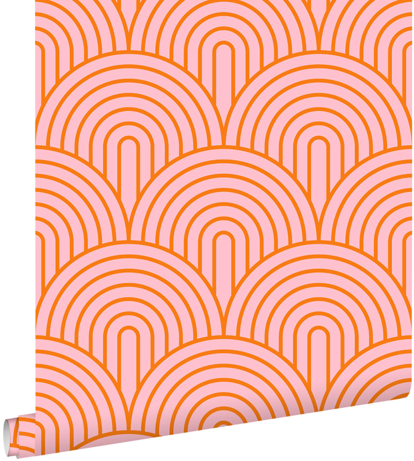 TAPETE Art Decó Muster 50 x 900 cm - Orange, Papier (50/900cm) - ESTAhome