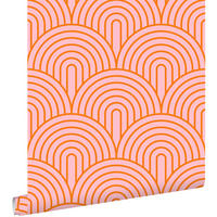 TAPETE Art Decó Muster 50 x 900 cm - Orange, Papier (50/900cm) - ESTAhome