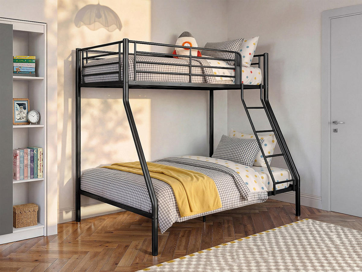 ETAGENBETT - 3 Personen - metall - schwarz Elevatio - Schwarz, Metall (140/190cm) - Vente-Unique