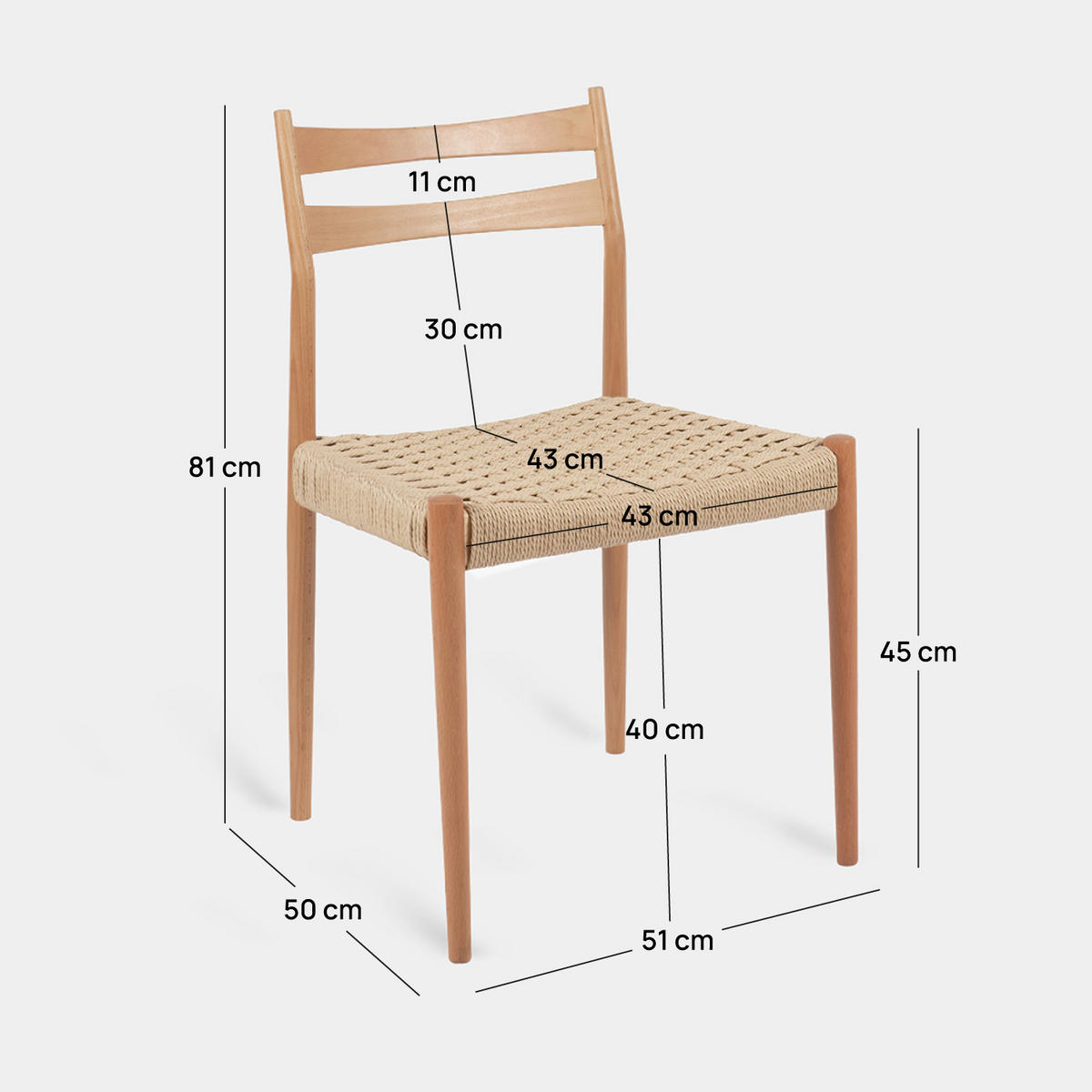 ESSZIMMERSTUHL Vina Natürlich 51 cm x 81 cm 2er-Set - Naturfarben, Holz (51/81/50cm) - Klast Home