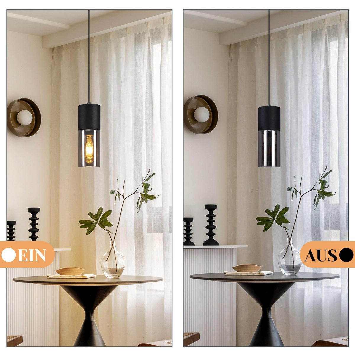 HÄNGELEUCHTE Elmar 1-flammig 10/10/150 cm - Schwarz, Metall (10/10/150cm) - Nettlife