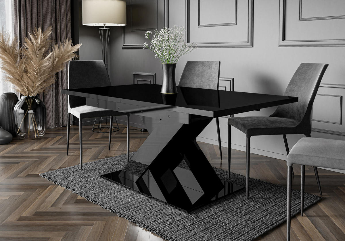 ESSTISCH Schwarz Hochglanz Ausziehbar 140 - 180 cm - Schwarz Hochglanz, Holzwerkstoff (140/80/75cm) - PROSPERO