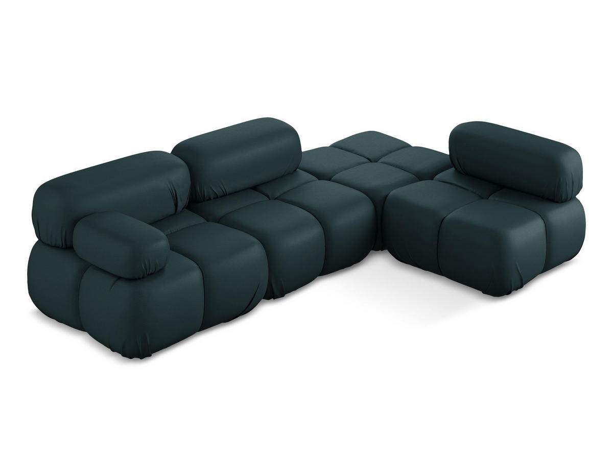 ECKSOFA Rechts Kunstleder Blau - Blau/Petrol, Leder/Kunststoff (285/190cm) - Makamii