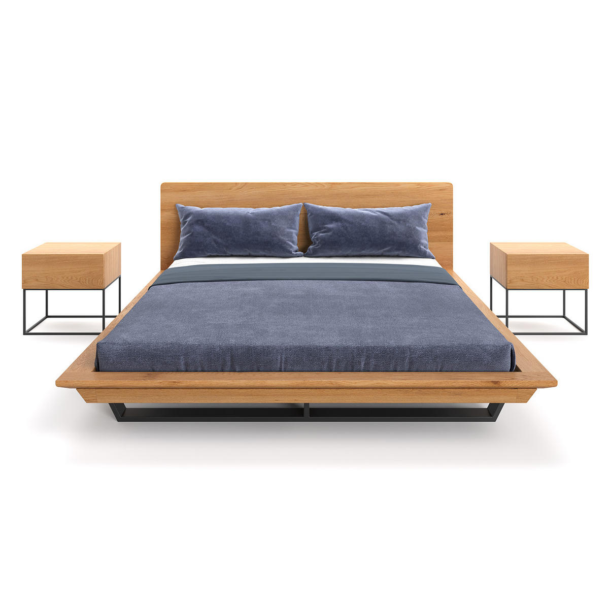 MASSIVHOLZBETT Nova Slim aus Eiche 200x220 cm - Eichefarben/Schwarz, Holz/Metall (200/220cm) - Danzz