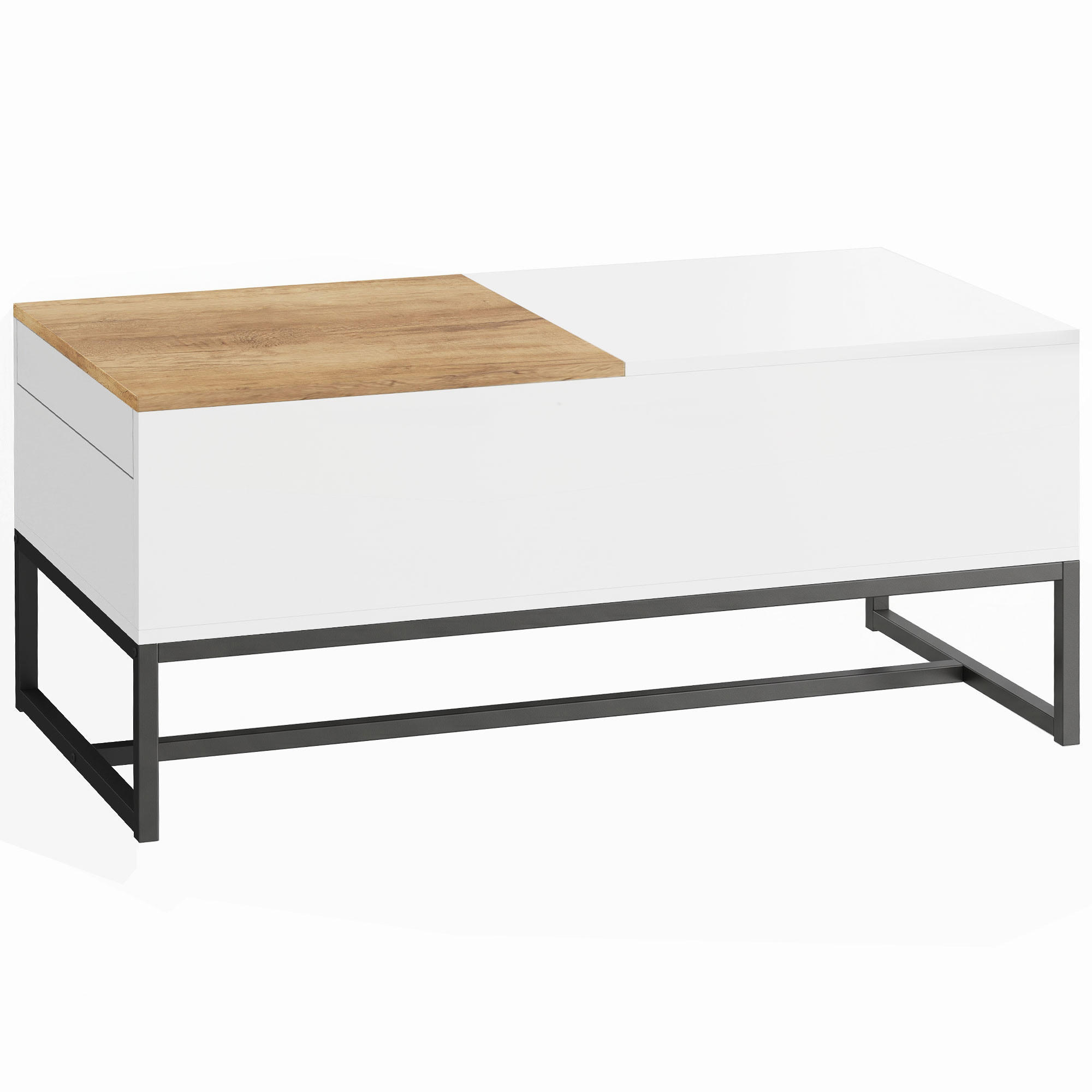 COUCHTISCH Spanplatte Stahl Weiß - Weiß, Holzwerkstoff (100/50/45cm) - HOMCOM
