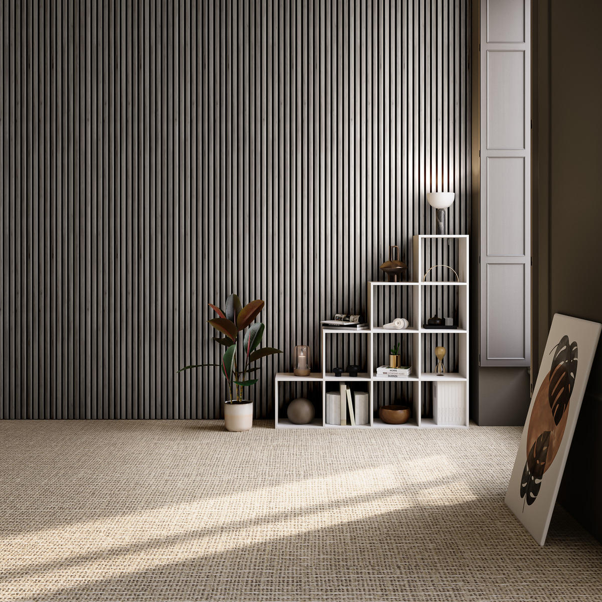 AKUSTIKPANEELE 2er Set Sonic Wall,je 60 x 120 x 2,1 cm, Größe flexibel anpassbar,Eiche hellgrau - Eichefarben/Hellgrau, Holz (60/120/120cm) - tectake