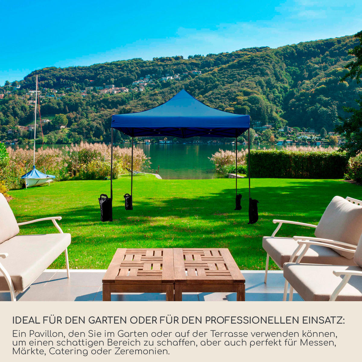 FALTPAVILLON Blau 300/300/310 cm - Blau, Metall (300/310/300cm) - Mobili Rebecca