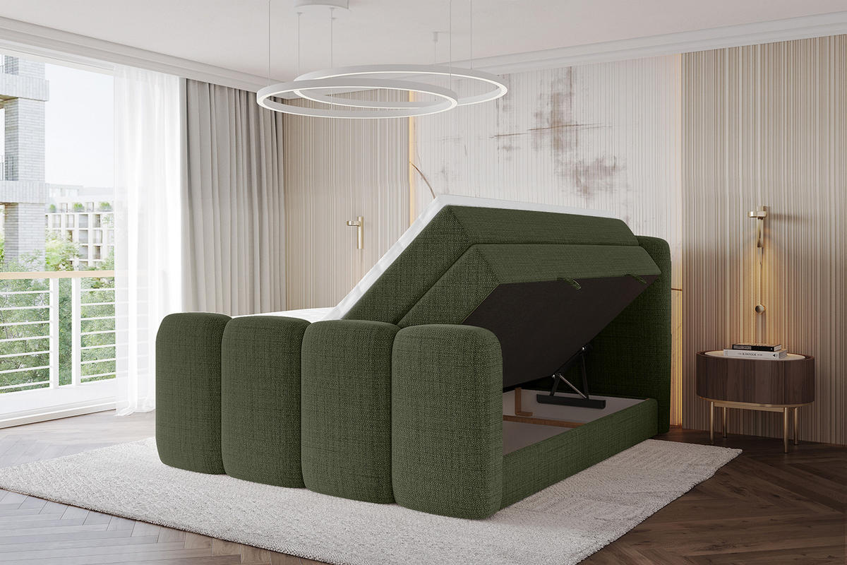 BOXBETT mit Matratze H3|H4 - NINA-Z KING - 160x200 cm - Grün - Grün, Holzwerkstoff (160/200cm) - ALTDECOR