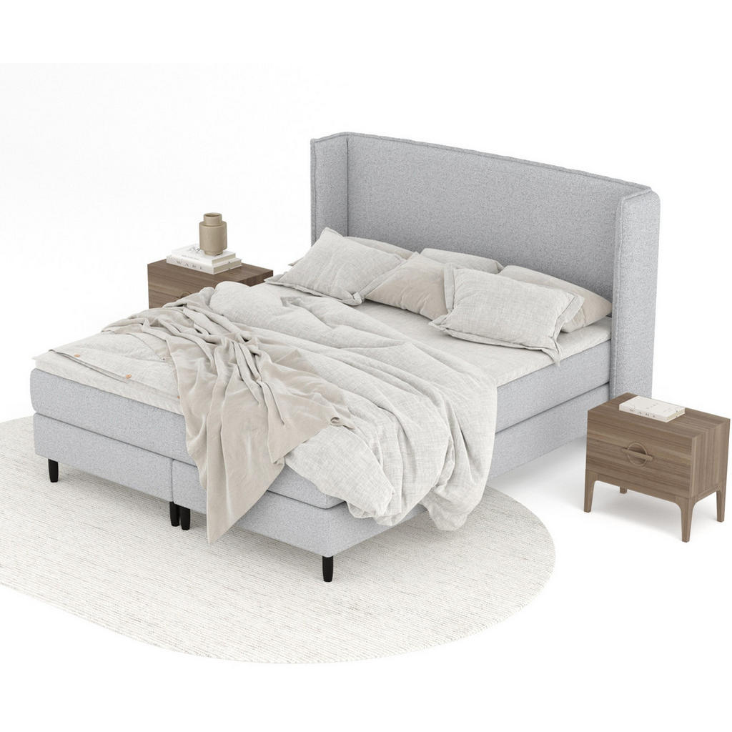 Thumbnail - Maison de Reve Kontinentalbett, Hellgrau, Textil, Buche, Kiefer, H3, Höhe ca. 20 cm, 140x200 cm, FSC 100%, Made in EU, O...